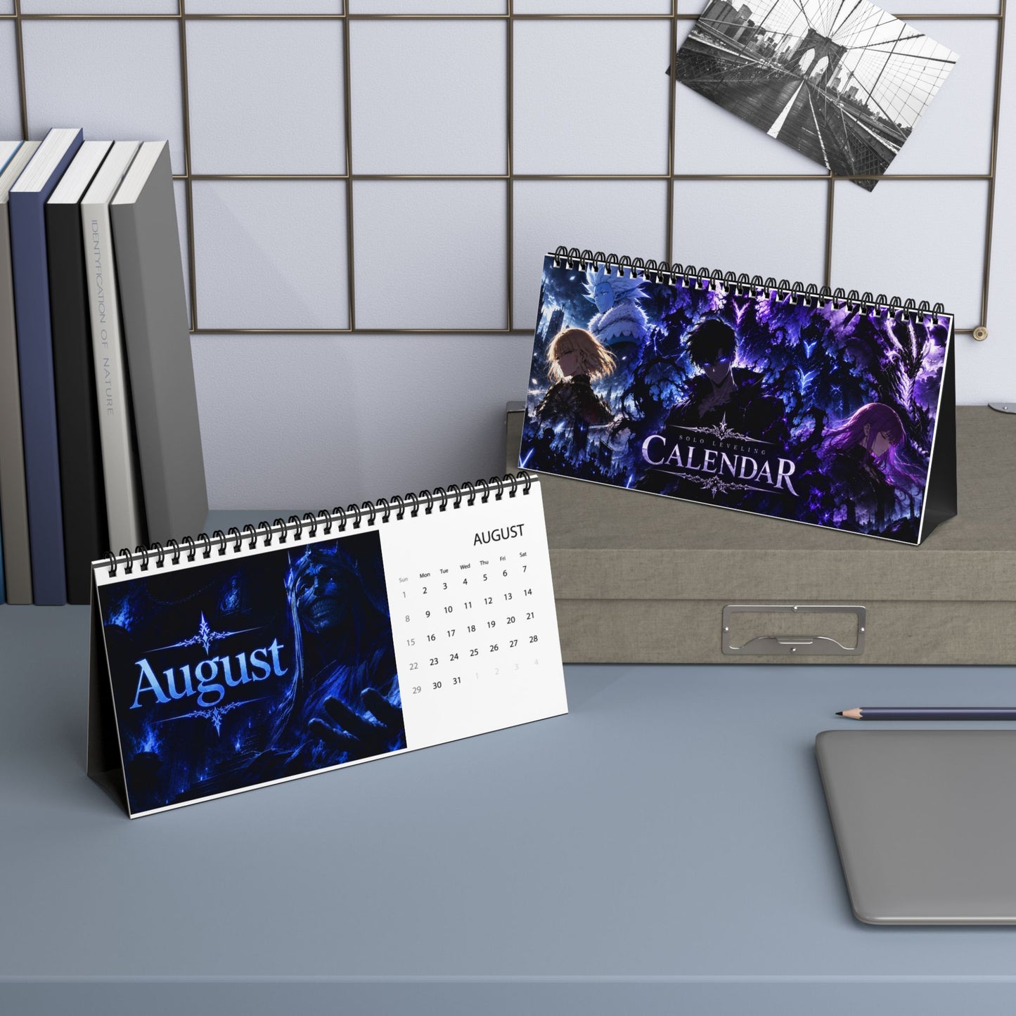 Solo Leveling Dark Fantasy Desktop Calendar 2027 — Anime Character Grid Calendar