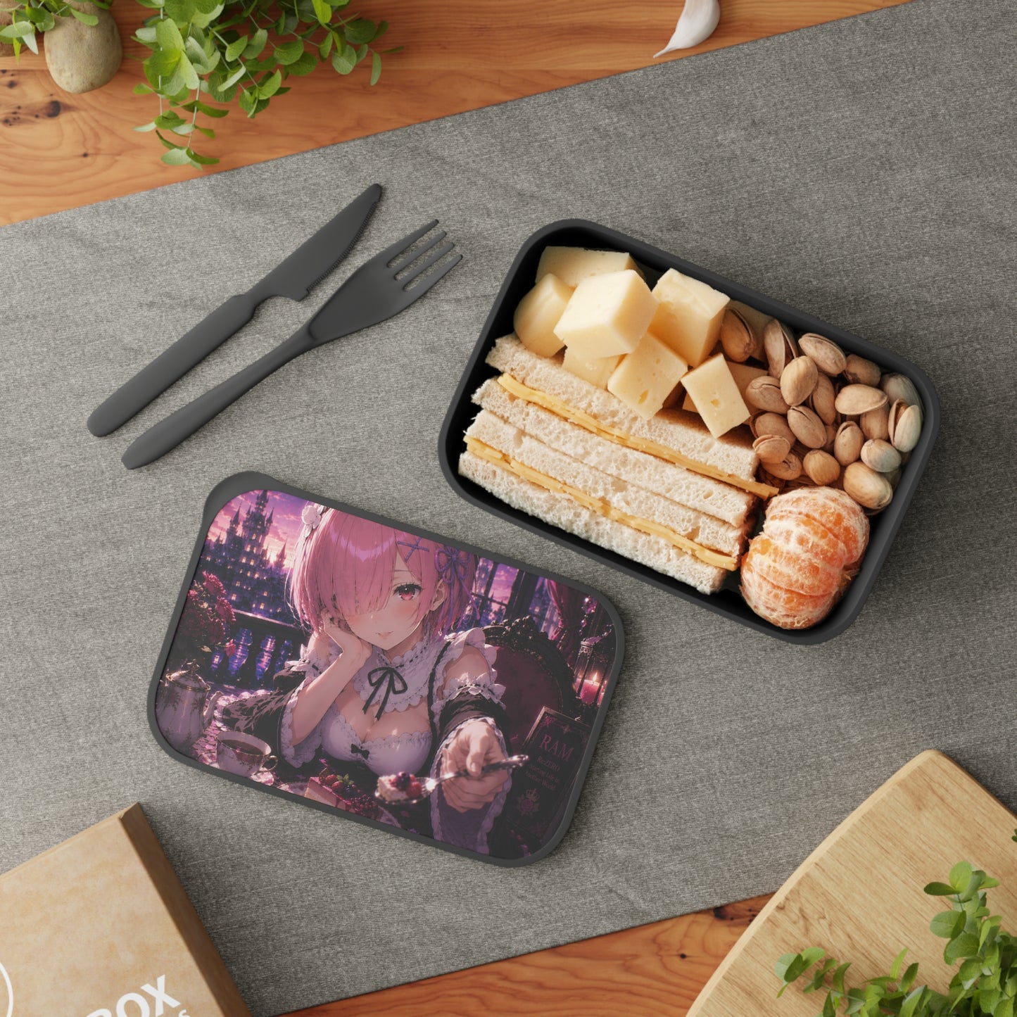 Ram Re:Zero Anime Maid Bento Box with Utensils — Rem-Inspired PLA Lunchbox