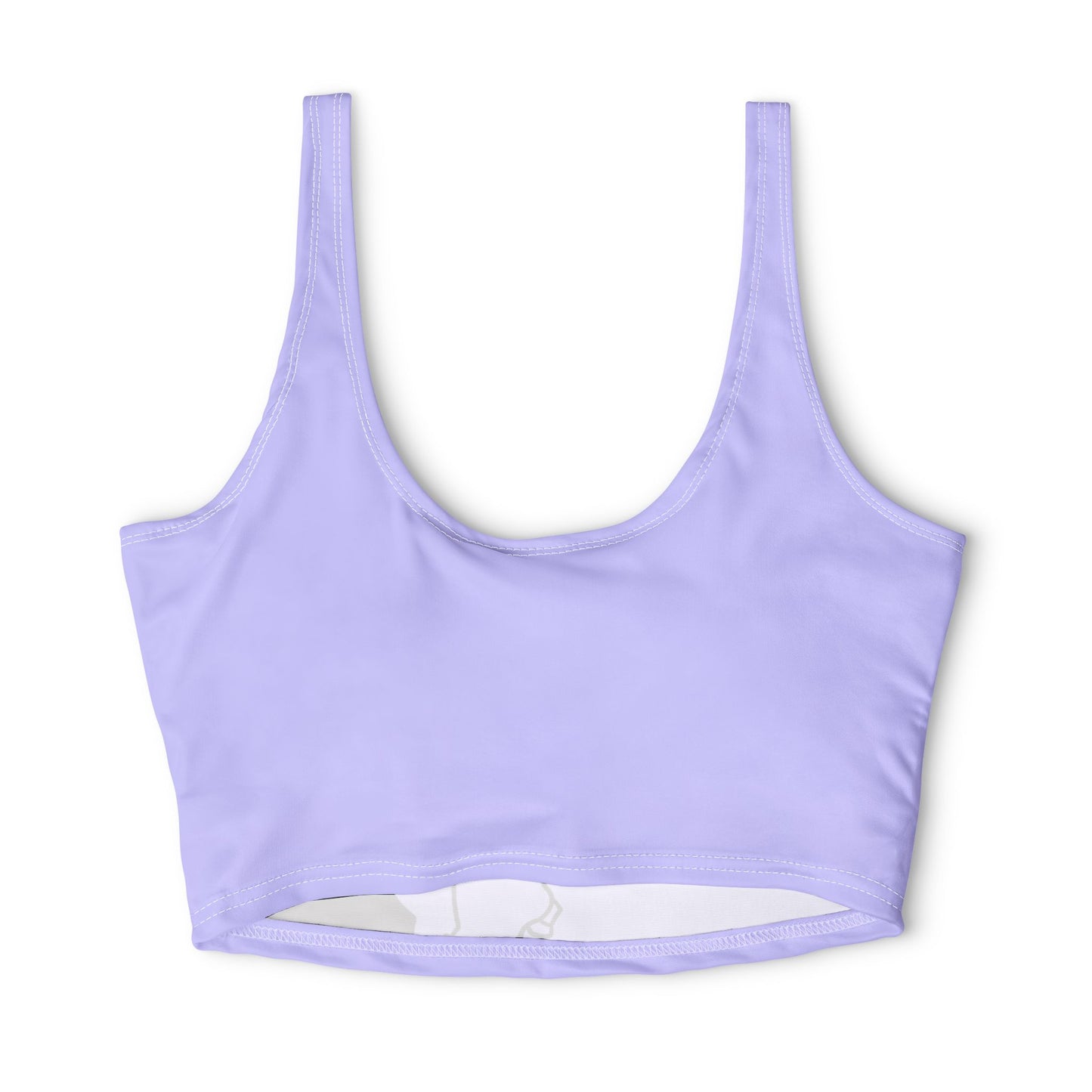 Lavender Anime Outline Sports Bra — Minimal Manga Character Crop Top