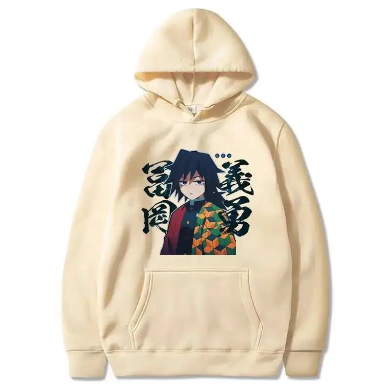 Demon Slayer Giyu Tomioka Anime Hoodie – Unisex Japanese Graphic Streetwear Sweatshirt
