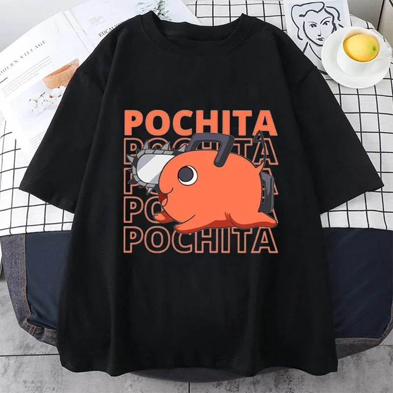 Chainsaw Man Pochita Funny Graphic T-Shirt – Loose Casual Anime Tee