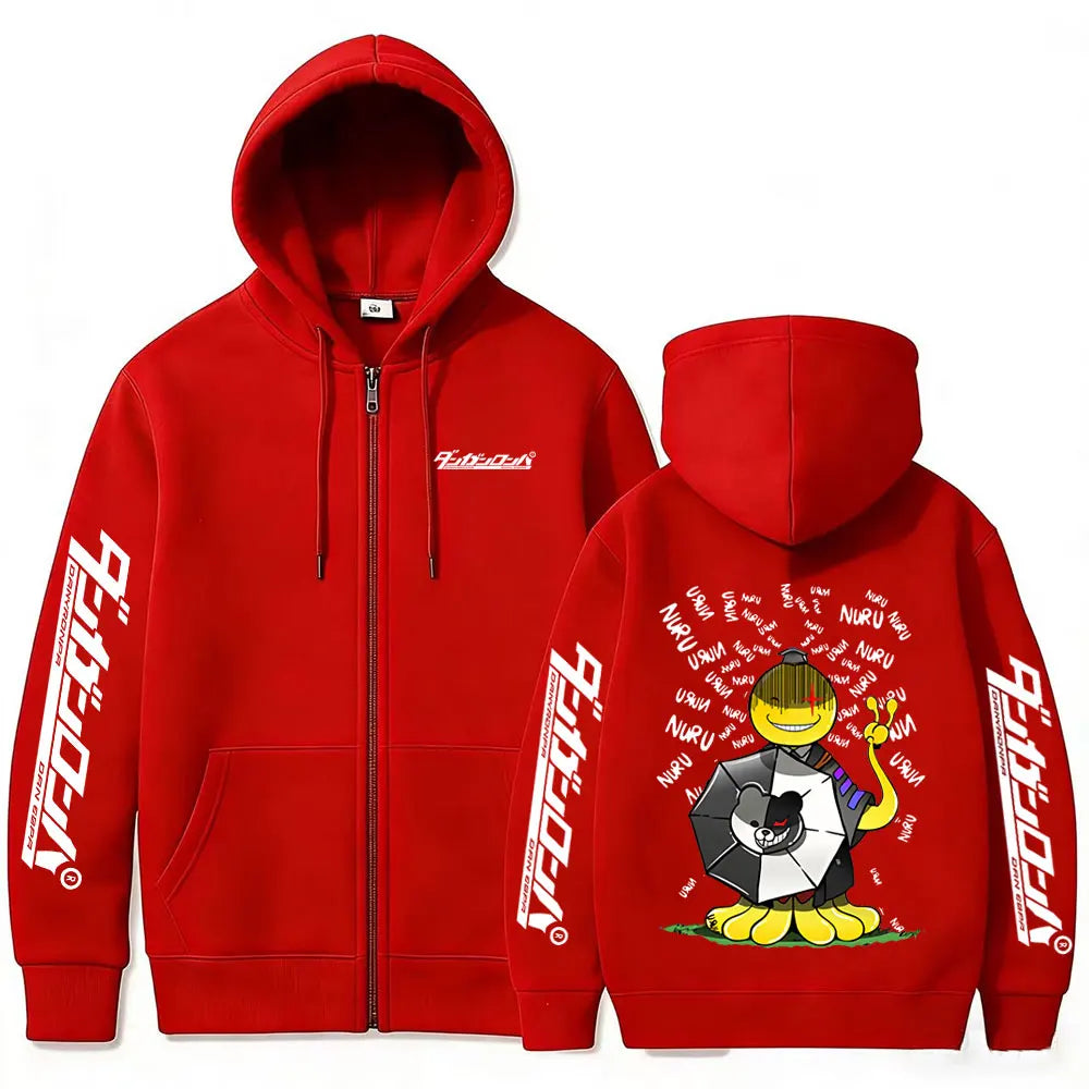 Assassination Classroom Korosensei Zip-Up Hoodie – Oversized Unisex Anime Jacket