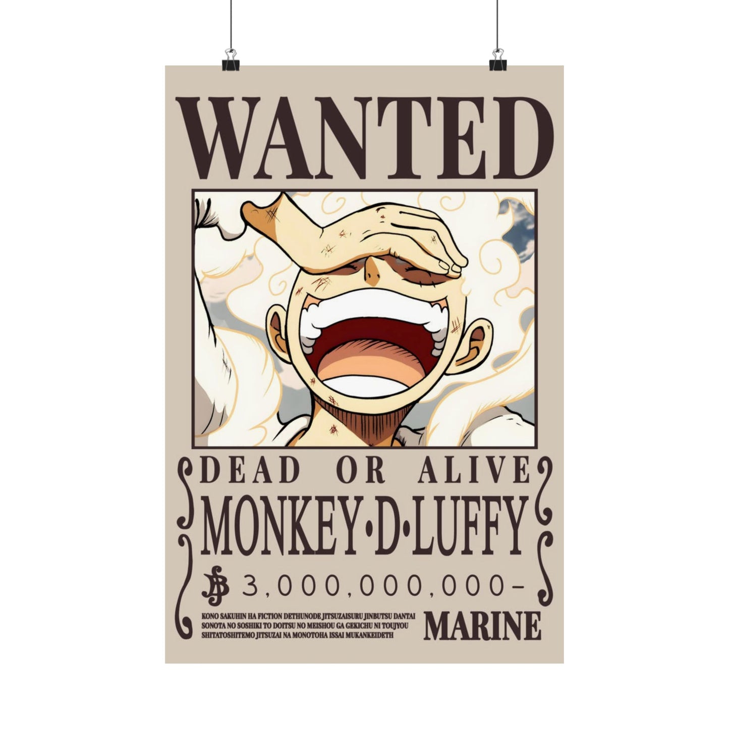 Wanted Poster Poster — "WANTED: Monkey D. Luffy" Matte Vertical Anime Wall Art