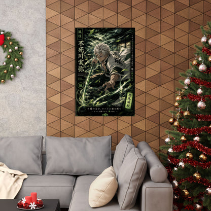 Anime Matte Vertical Poster — Wind Hashira Character Art (Japanese Text)