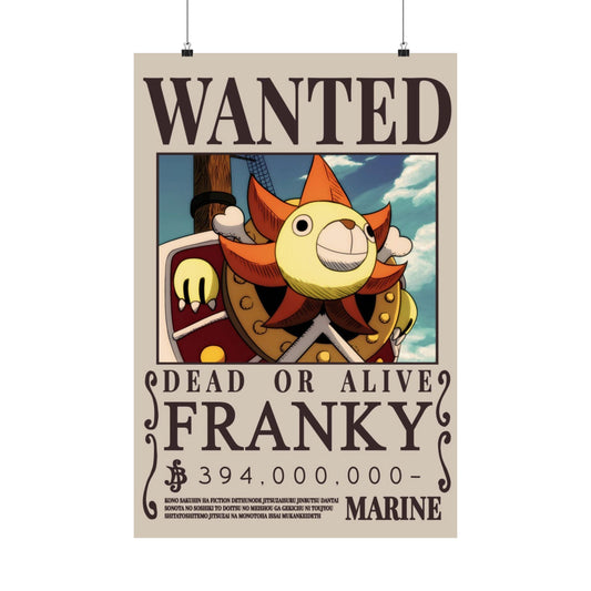 Wanted Poster Matte Vertical Poster — "Franky" Dead or Alive Vintage Anime Print