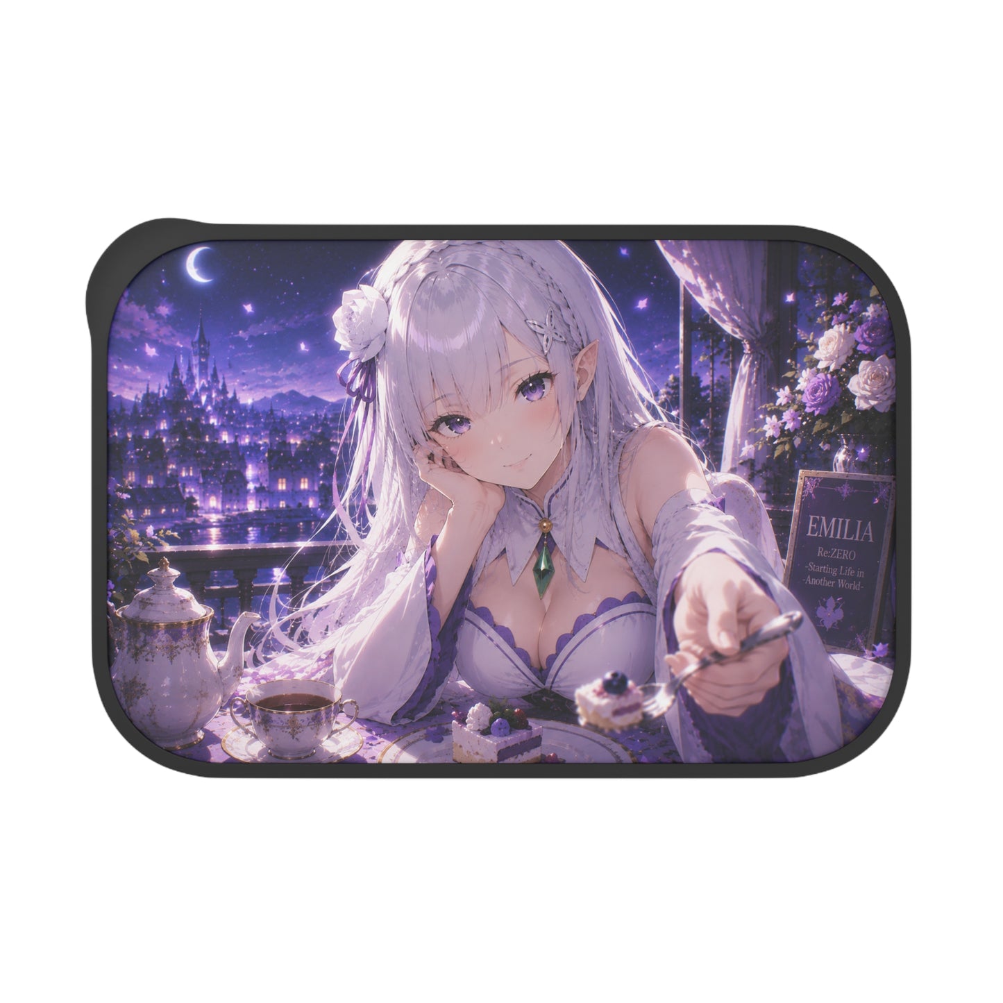 Re:Zero Anime Emilia PLA Bento Box with Band & Utensils – Night Tea Picnic