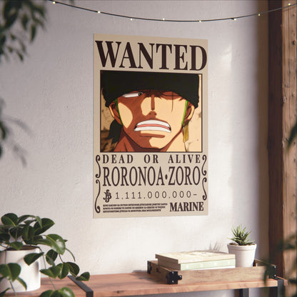 Wanted Poster Poster — Roronoa Zoro "Dead or Alive" Matte Vertical Print
