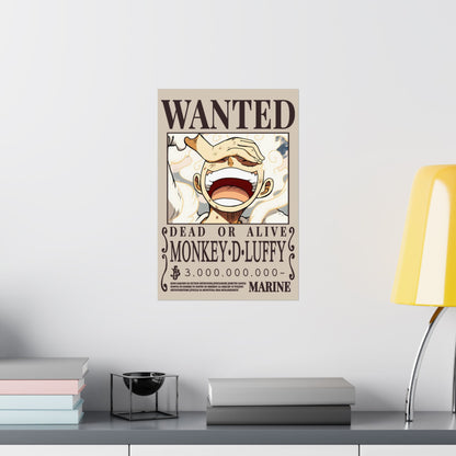 Wanted Poster Poster — "WANTED: Monkey D. Luffy" Matte Vertical Anime Wall Art