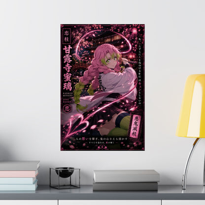 Demon Slayer Mitsuri Kanroji Matte Vertical Poster — Pink Sakura Anime Wall Art