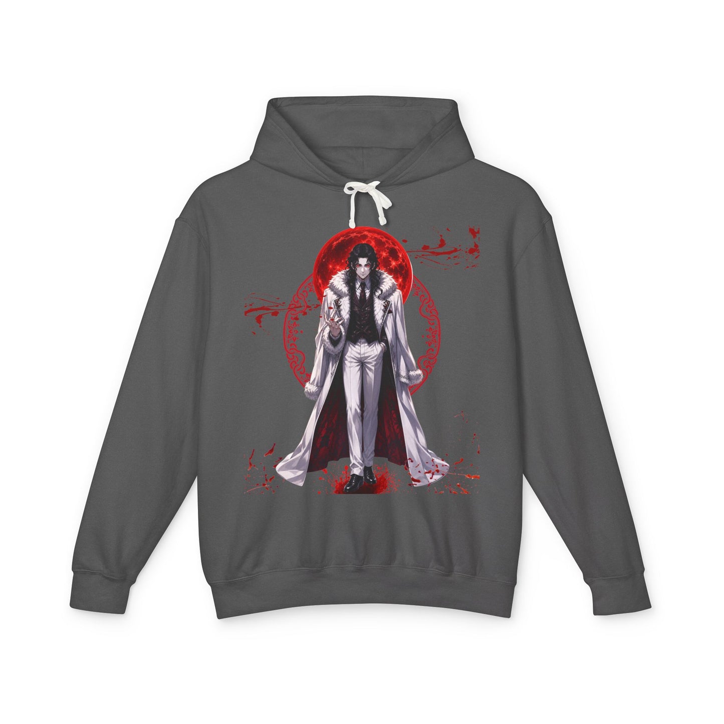 Vampire Prince Hoodie — Gothic Red Moon Graphic Pullover