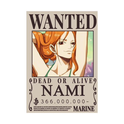 Wanted Poster Poster — "WANTED: NAMI" Anime Vertical Matte Print