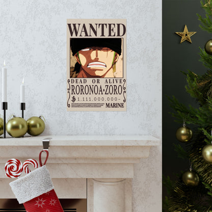 Wanted Poster Poster — Roronoa Zoro "Dead or Alive" Matte Vertical Print