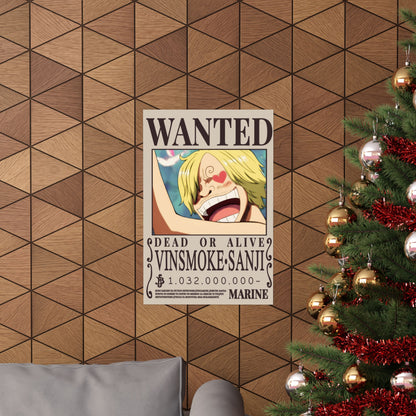 Wanted Poster Matte Vertical Poster — Vinsmoke Sanji "Dead or Alive" Anime Wall Art