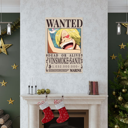 Wanted Poster Matte Vertical Poster — Vinsmoke Sanji "Dead or Alive" Anime Wall Art