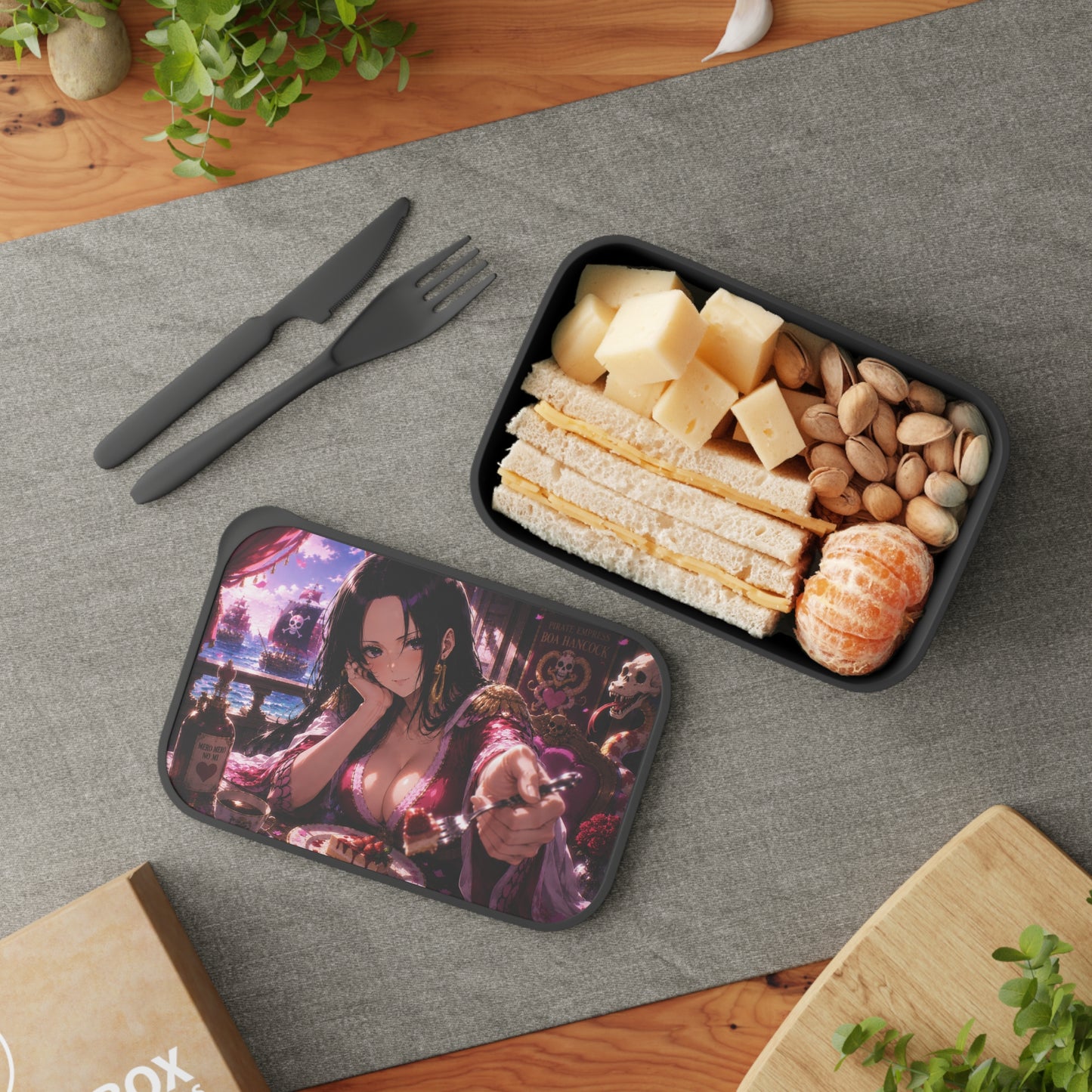 Hancock One Piece Anime Pirate Queen Bento Box with Utensils – Stylish PLA Lunch Box
