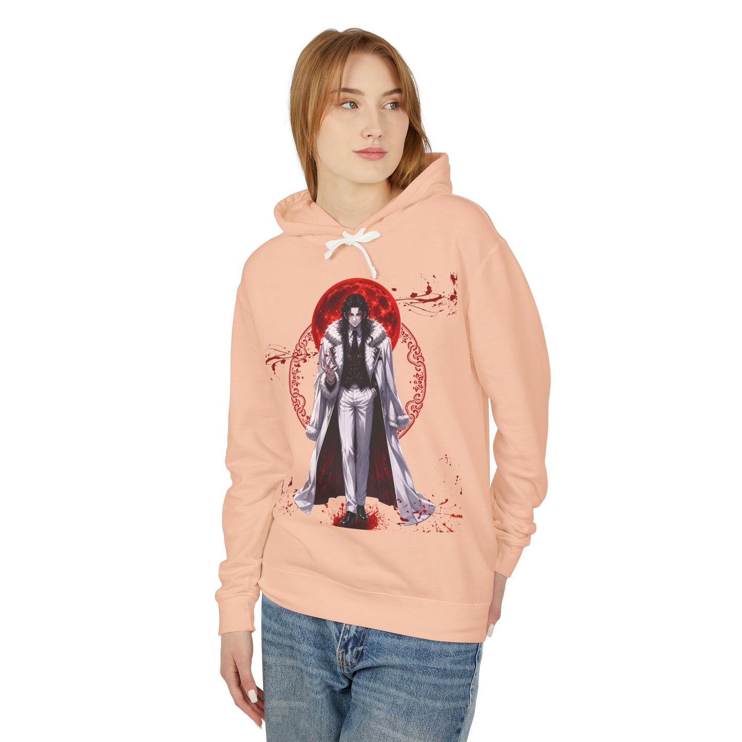 Vampire Prince Hoodie — Gothic Red Moon Graphic Pullover