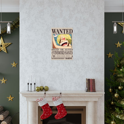 Wanted Poster Matte Vertical Poster — Vinsmoke Sanji "Dead or Alive" Anime Wall Art