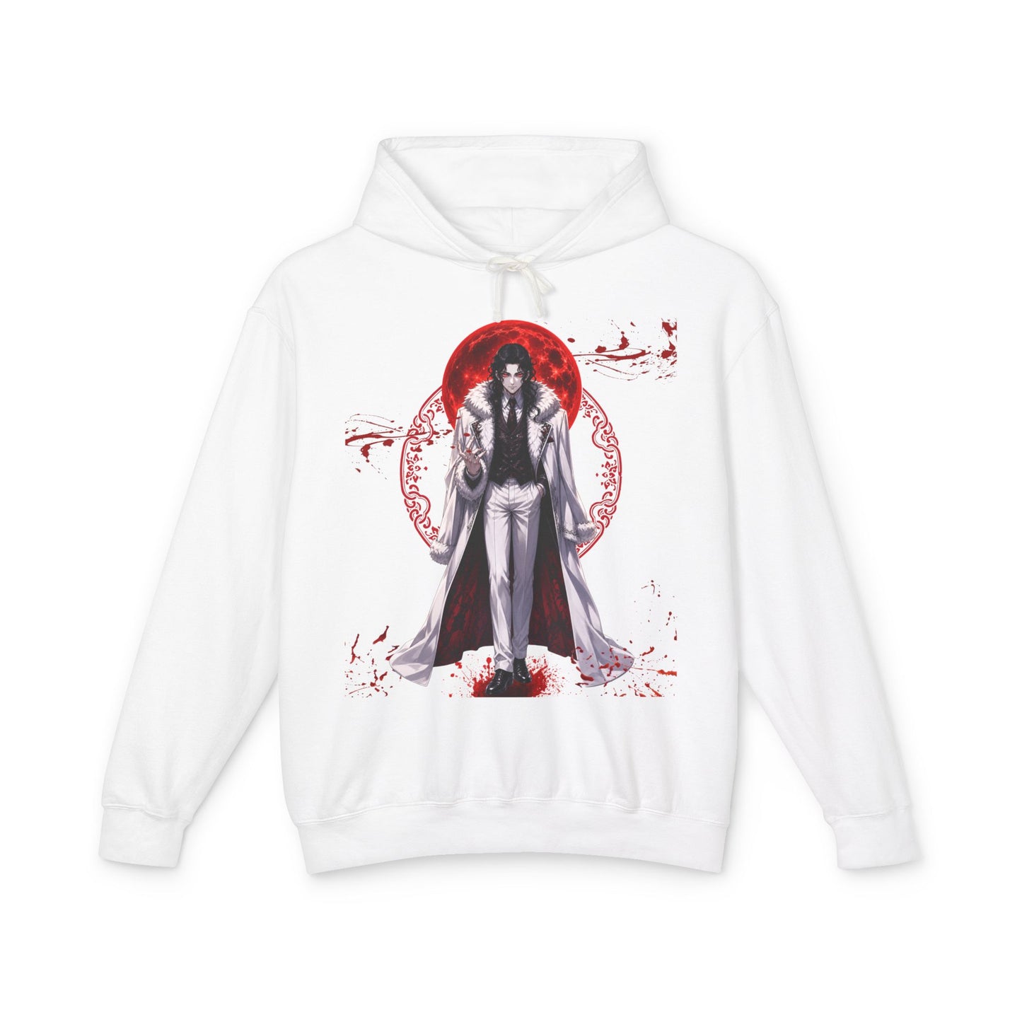 Vampire Prince Hoodie — Gothic Red Moon Graphic Pullover