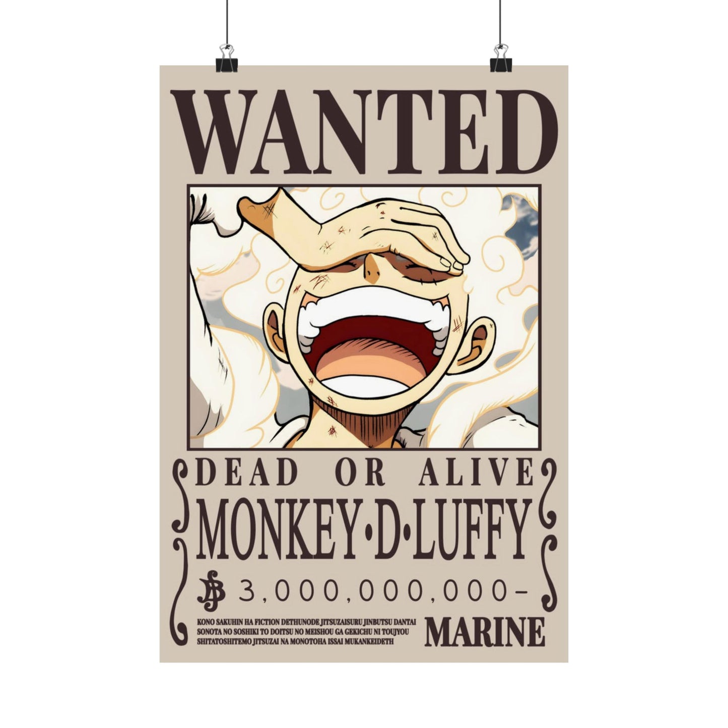 Wanted Poster Poster — "WANTED: Monkey D. Luffy" Matte Vertical Anime Wall Art