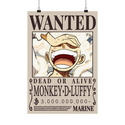 Wanted Poster Poster — "WANTED: Monkey D. Luffy" Matte Vertical Anime Wall Art