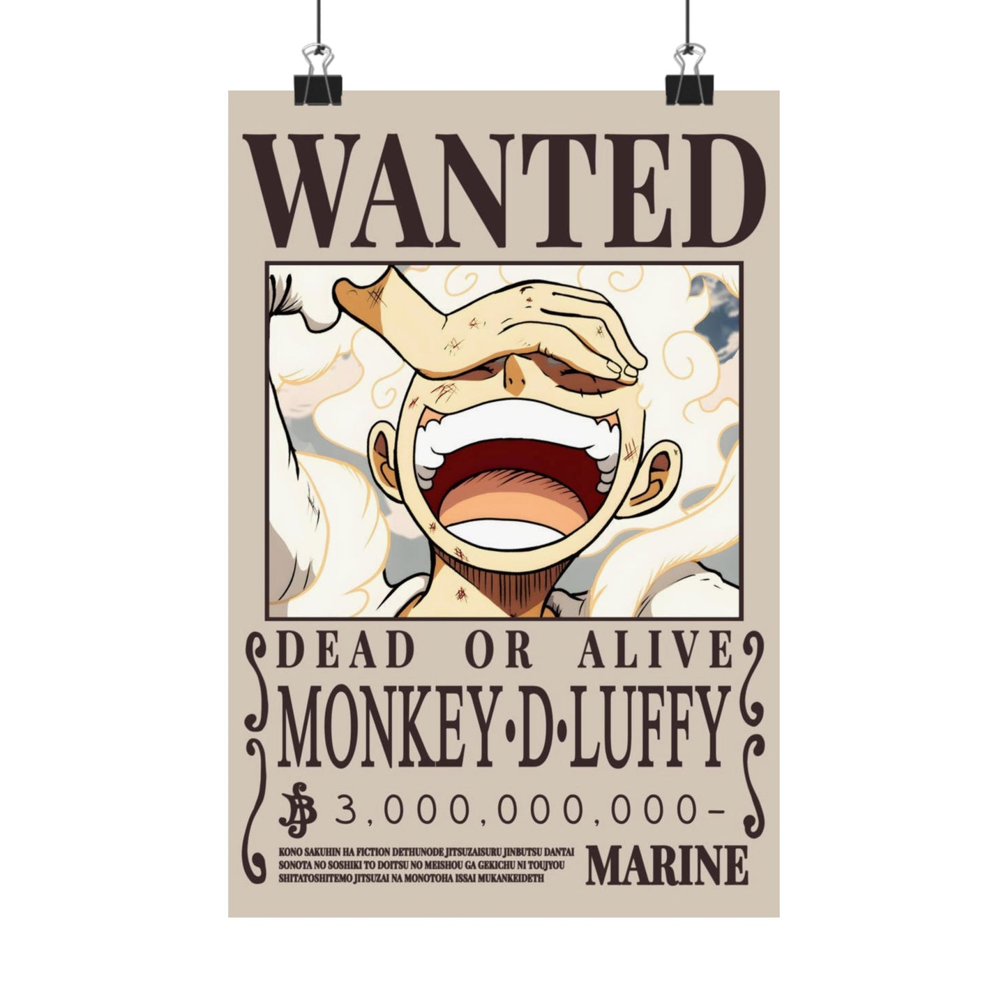 Wanted Poster Poster — "WANTED: Monkey D. Luffy" Matte Vertical Anime Wall Art