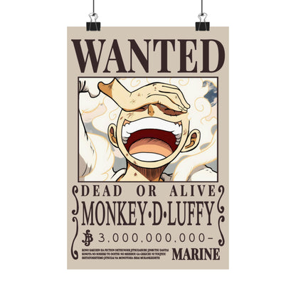 Wanted Poster Poster — "WANTED: Monkey D. Luffy" Matte Vertical Anime Wall Art