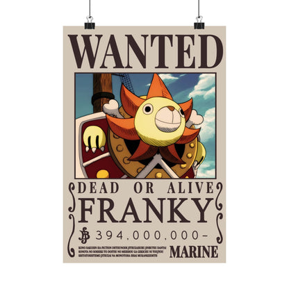 Wanted Poster Matte Vertical Poster — "Franky" Dead or Alive Vintage Anime Print