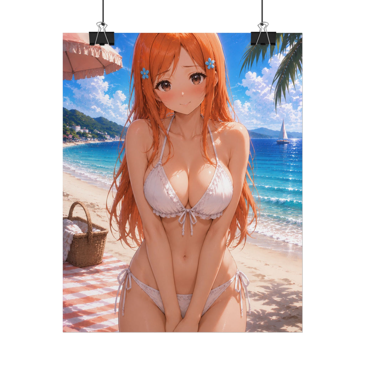 Orehime Bleach Beach Anime Girl Poster — Summer Bikini Rolled Wall Art