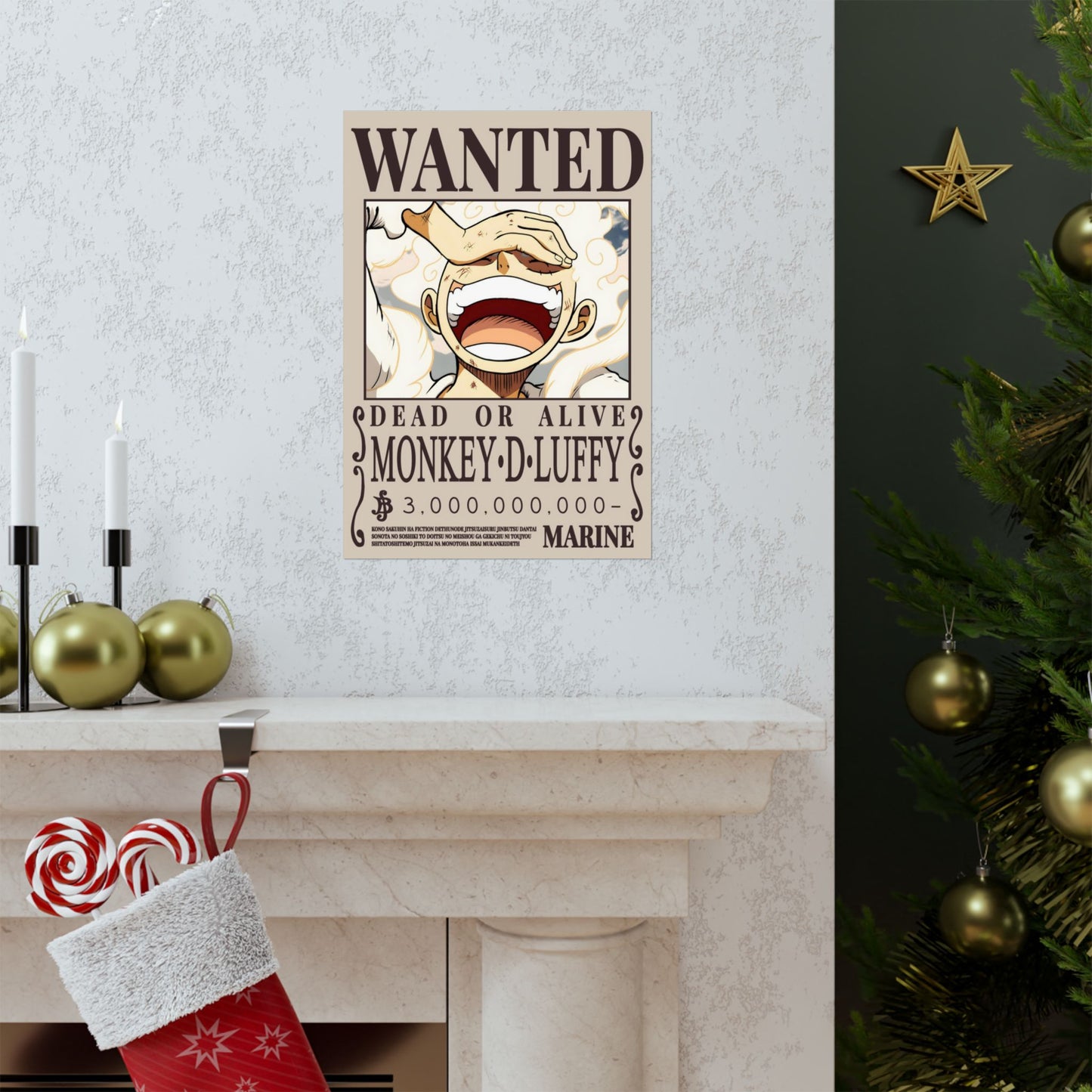 Wanted Poster Poster — "WANTED: Monkey D. Luffy" Matte Vertical Anime Wall Art