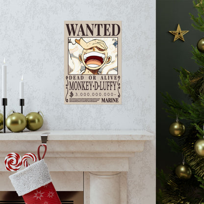 Wanted Poster Poster — "WANTED: Monkey D. Luffy" Matte Vertical Anime Wall Art