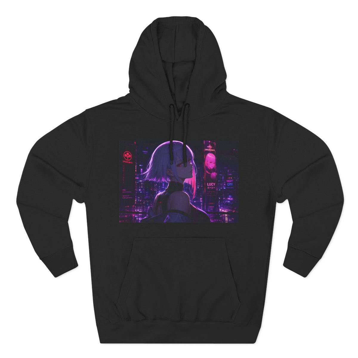 Anime Cyberpunk Hoodie — Neon Girl Fleece Pullover