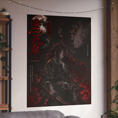 Demon Slayer Matte Vertical Poster — Dark Red Tanjiro Six-Eyes Anime Art