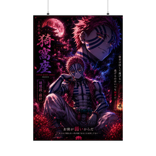 Akaza Upper Rank Three Matte Vertical Poster | Demon Slayer Wall Art