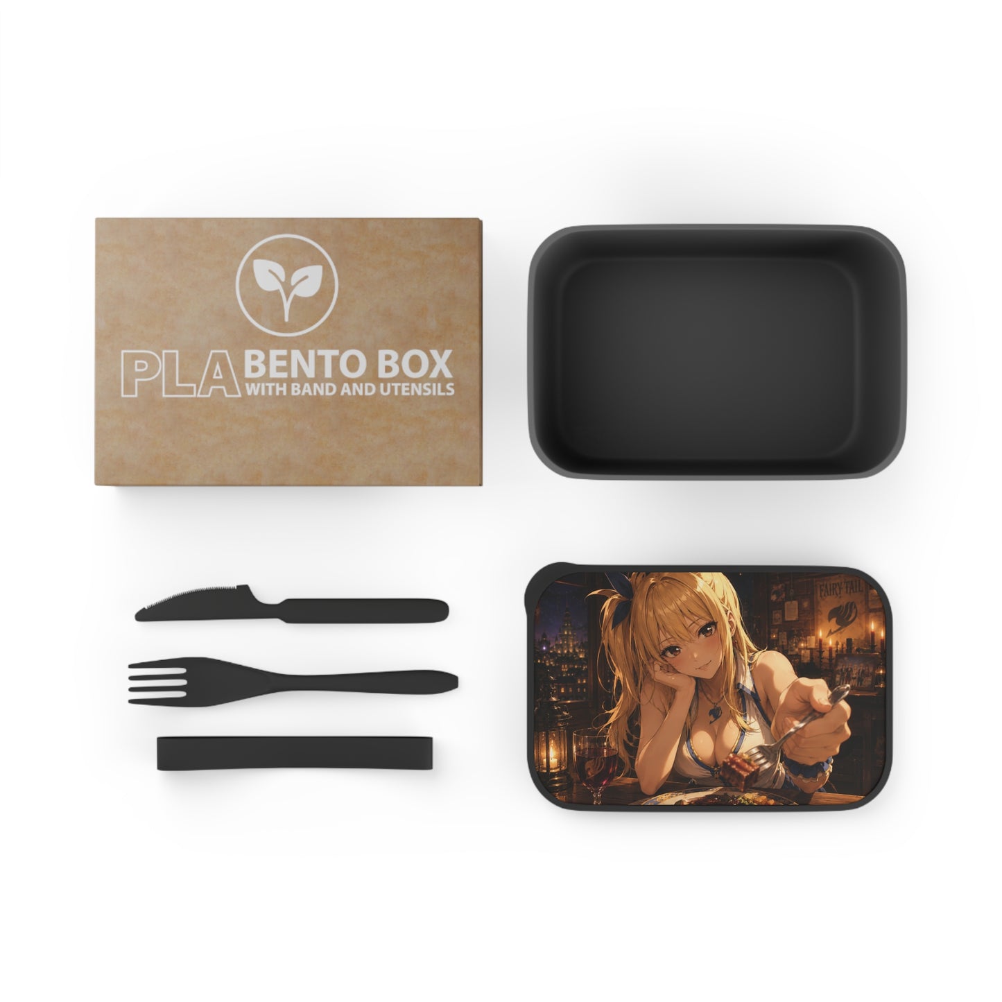 Lucy Heartfilia Fairy tail Anime Girl Bento Box with Utensils — PLA Lunchbox with Band