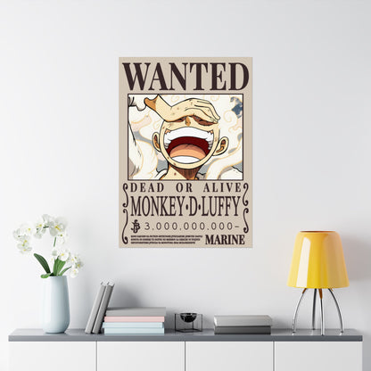 Wanted Poster Poster — "WANTED: Monkey D. Luffy" Matte Vertical Anime Wall Art