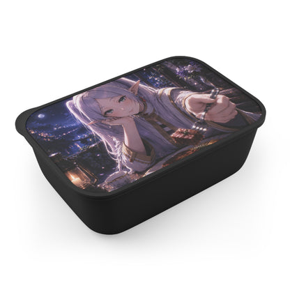 Frieren Anime Elf Girl Bento Box with Utensils – Nighttime Cozy Lunch Container