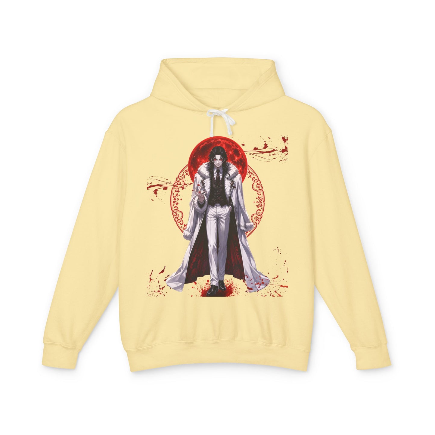 Vampire Prince Hoodie — Gothic Red Moon Graphic Pullover