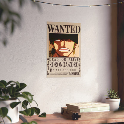 Wanted Poster Poster — Roronoa Zoro "Dead or Alive" Matte Vertical Print
