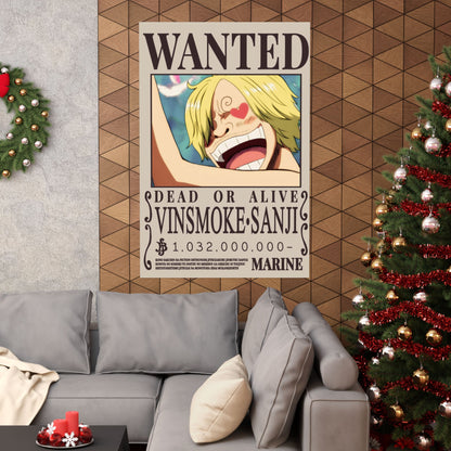 Wanted Poster Matte Vertical Poster — Vinsmoke Sanji "Dead or Alive" Anime Wall Art
