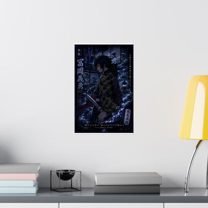 Demon Slayer Giyu Tomioka Matte Vertical Poster — Dark Anime Wall Art