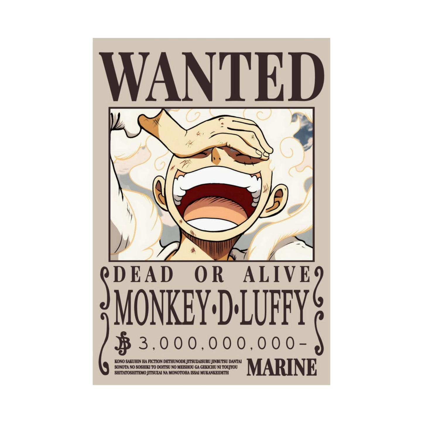 Wanted Poster Poster — "WANTED: Monkey D. Luffy" Matte Vertical Anime Wall Art