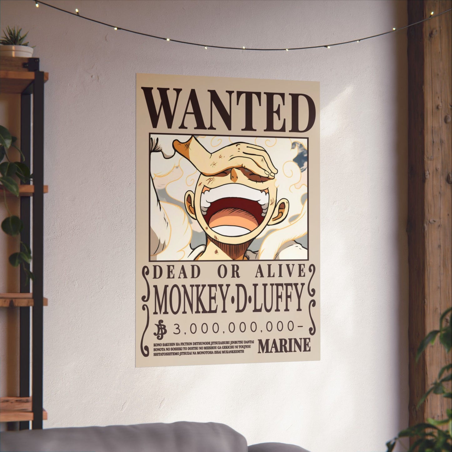 Wanted Poster Poster — "WANTED: Monkey D. Luffy" Matte Vertical Anime Wall Art