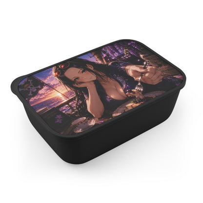Robin One Piece Anime Pirate Woman Bento Box — PLA Lunchbox with Utensils (Lavender Sunset Design)
