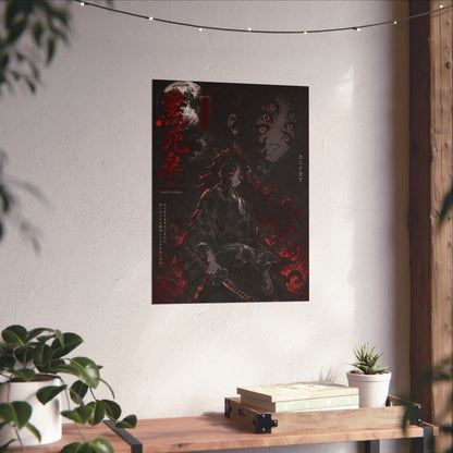 Demon Slayer Matte Vertical Poster — Dark Red Tanjiro Six-Eyes Anime Art