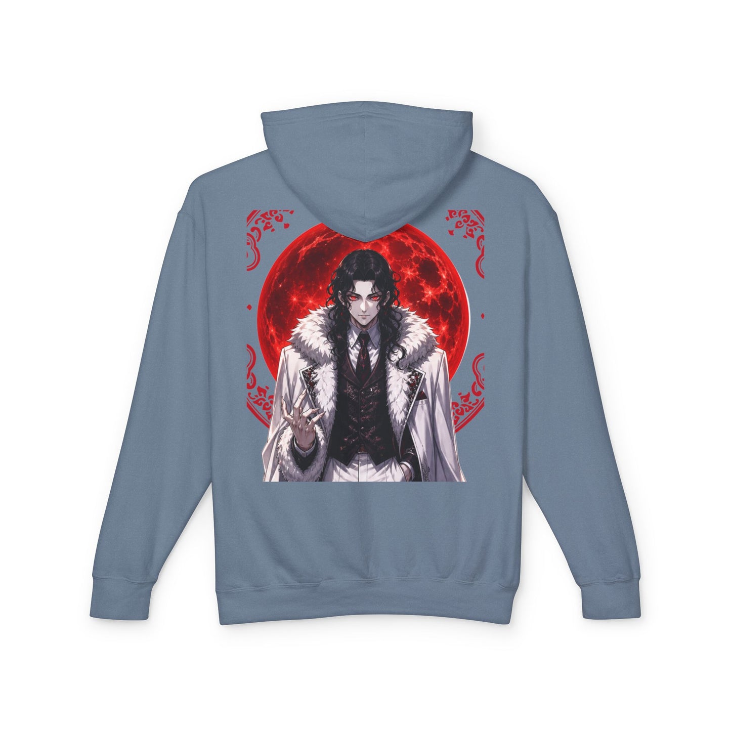 Vampire Prince Hoodie — Gothic Red Moon Graphic Pullover