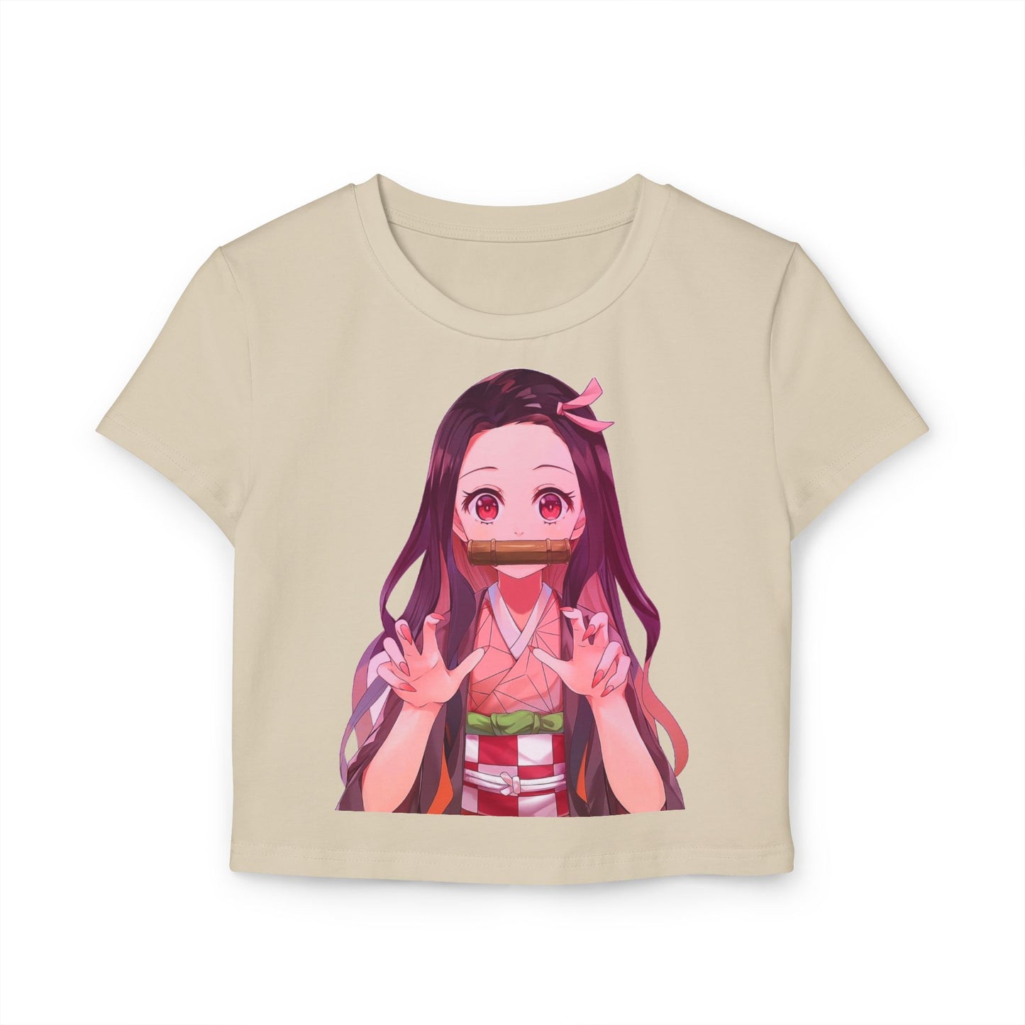 Anime Nezuko Crop Tee — Cute Kawaii Demon Girl Women’s Baby T-Shirt