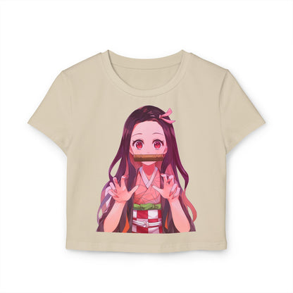 Anime Nezuko Crop Tee — Cute Kawaii Demon Girl Women’s Baby T-Shirt