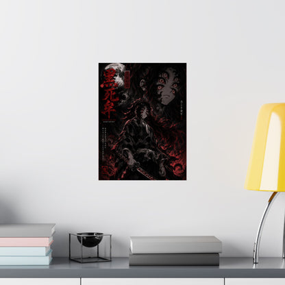 Demon Slayer Matte Vertical Poster — Dark Red Tanjiro Six-Eyes Anime Art