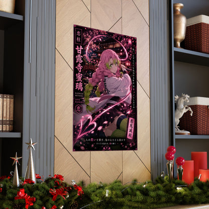 Demon Slayer Mitsuri Kanroji Matte Vertical Poster — Pink Sakura Anime Wall Art