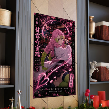Demon Slayer Mitsuri Kanroji Matte Vertical Poster — Pink Sakura Anime Wall Art